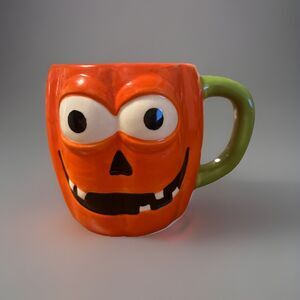 Gibson Home  Ceramic Figural Jack O’ Lantern Wacky Face Mug 24 Ounces